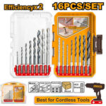 INGCO AKDL11608 16 Pcs Metal, Masonry & Wood Drill Bits Set