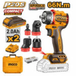 INGCO CDLI206686 20V Cordless Multi-Head Drill Driver Kit