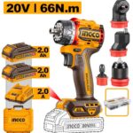 INGCO CDLI206686 20V Cordless Multi-Head Drill Driver Kit