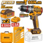 INGCO CIDLI208682 20V Brushless Cordless Impact Drill Kit