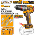 INGCO CIDLI209681 20V Brushless Cordless Impact Drill Kit