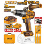 INGCO CIDLI209686 Brushless Cordless Impact Drill 20V Professional Power Tool