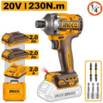 INGCO CIRLI2023 Cordless Impact Driver 20V High Torque Professional Power Tool
