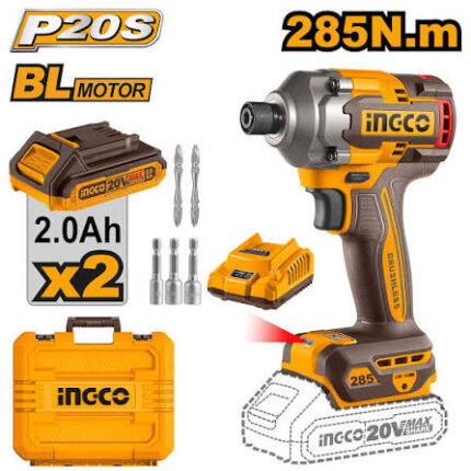 INGCO CIRLI2028 Cordless Impact Driver 20V High Torque Professional Power Tool