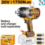 INGCO CIWLI201751 Cordless Impact Wrench 20V High Torque Power Tool