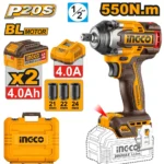INGCO CIWLI2055 20V Cordless Impact Wrench Kit