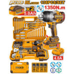 INGCO HKTHP41383 138 Pcs Cordless Impact Wrench Tool Set 20V Professional Kit