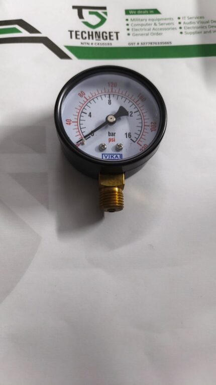 VIKA 2.5 Inch (60mm) 0-16 Bar M14 x 1.5 Bottom Mount Pressure Gauge