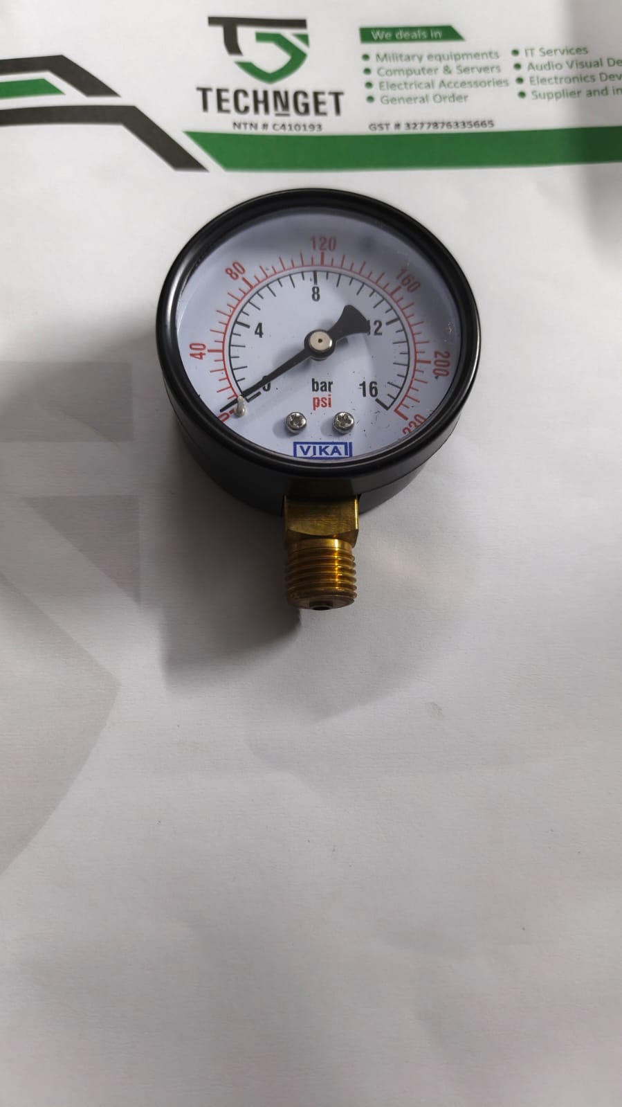 metervika VIKA 2.5 Inch (60mm) 0-16 Bar M14 x 1.5 Bottom Mount Pressure Gauge - Image 1
