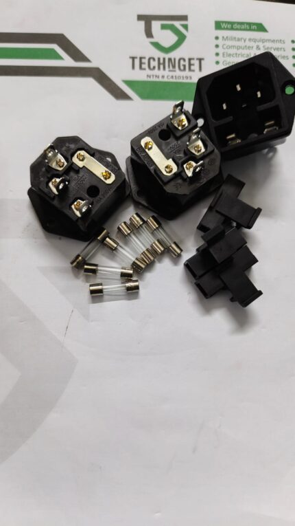 IEC AC Power Inlet Socket with Fuse Holder & Glass Fuse