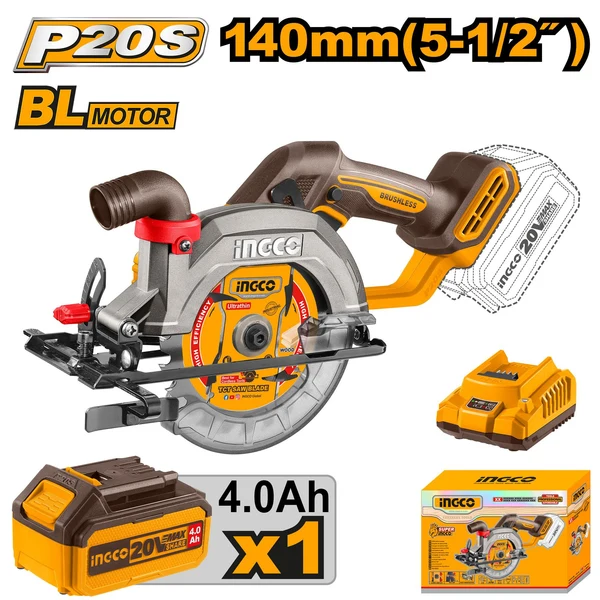 INGCO CSLI14023 TOP600 20V Cordless Circular Saw 140mm INGCO CSLI14023 TOP600 20V Cordless Circular Saw 140mm - Image 1