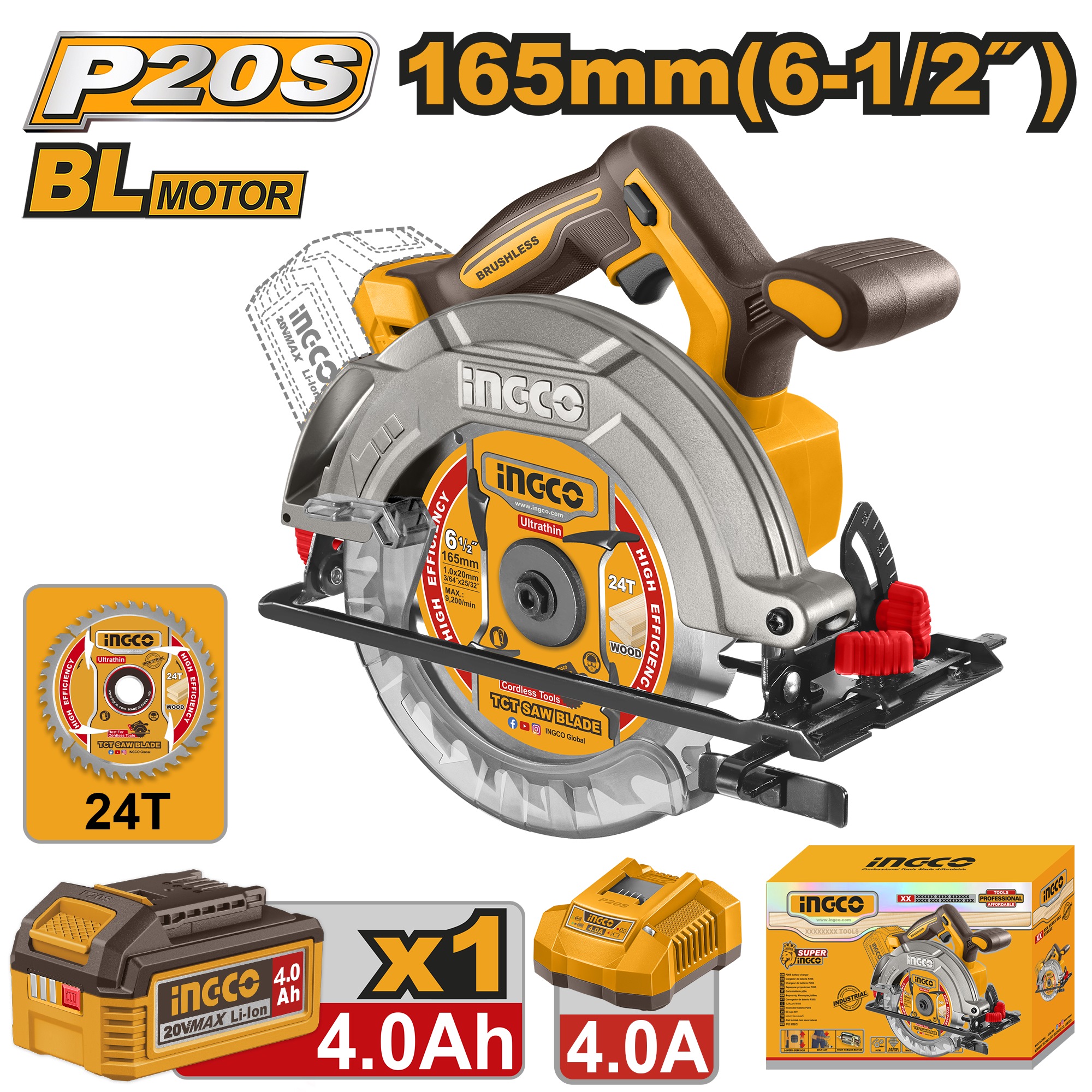 INGCO CSLI16523 TOP600 20V Cordless Circular Saw 165mm INGCO CSLI16523 TOP600 20V Cordless Circular Saw 165mm - Image 1