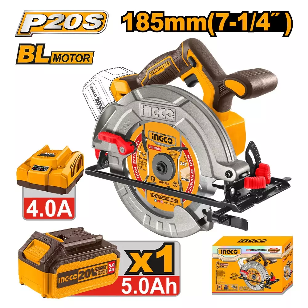 INGCO CSLI18513 TOP100 20V Cordless Circular Saw 185mm INGCO CSLI18513 TOP100 20V Cordless Circular Saw 185mm - Image 1